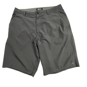 O'Neill Hybrids Shorts Mens Grey 34" Flat Front Chinos Golf Casual Performance